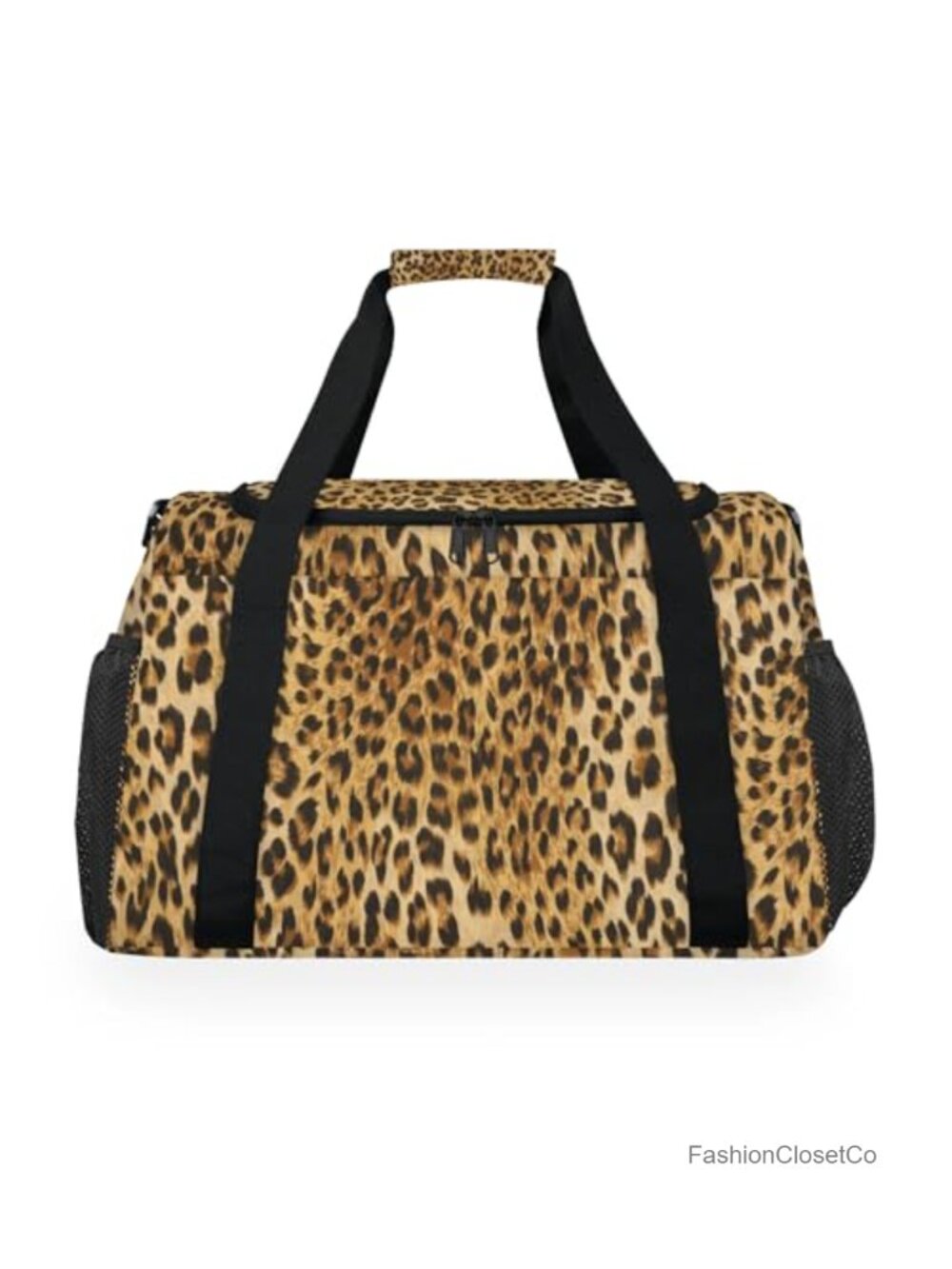 Leopard Print 39L Waterproof Weekender Duffel Bag with Adjustable Shoulder
